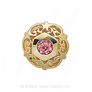 GS085 PT - 14 Karat Gold Pink Tourmaline Slide 